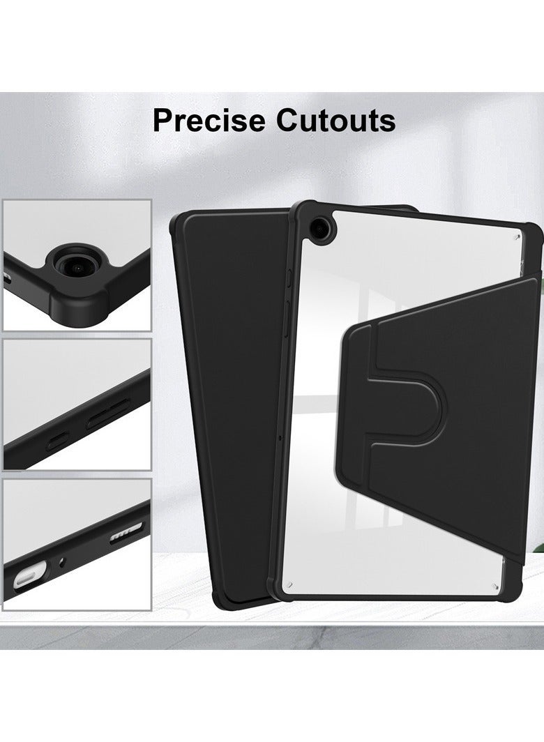 حالة لسامسونج غالاكسي تاب A9 زائد ，حالة الحماية اللوحية , الاكريليك 360 درجة تصميم الدوار, تلقائي الاستيقاظ / النوم, جلد ناعم, أسود - Image 3